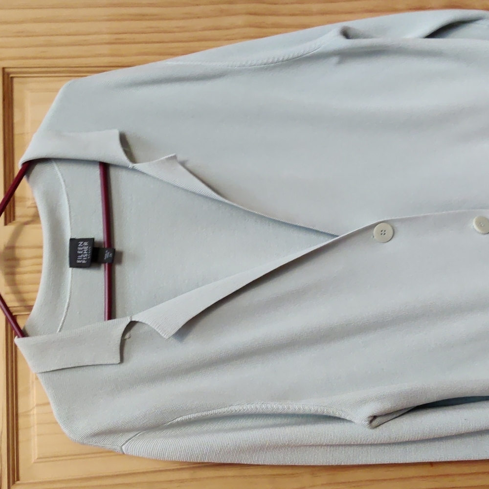 LAST CHANCE    Eileen Fisher Ice Blue Silk and Cotton Knit Blazer Jacket 2x